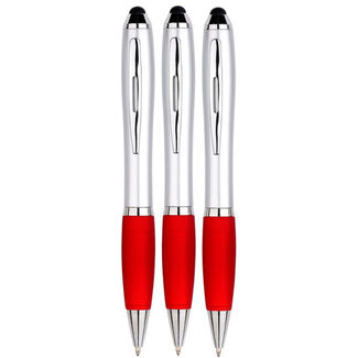 Case2go 3 Stuks - Touch Pen - 2 in 1 Stylus Pen voor smartphone en tablet - Rood