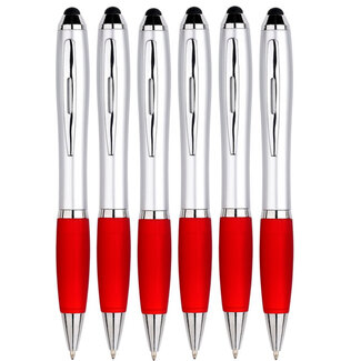 Case2go 6 Stuks - Touch Pen - 2 in 1 Stylus Pen voor smartphone en tablet - Rood