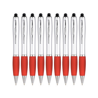 Case2go 9 Stuks - Touch Pen - 2 in 1 Stylus Pen voor smartphone en tablet - Rood