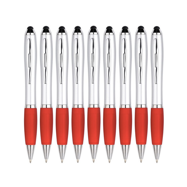 9 Stuks - Touch Pen - 2 in 1 Stylus Pen voor smartphone en tablet - Rood