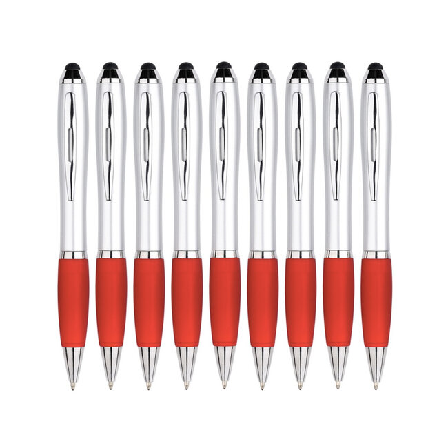 9 Stuks - Touch Pen - 2 in 1 Stylus Pen voor smartphone en tablet - Rood