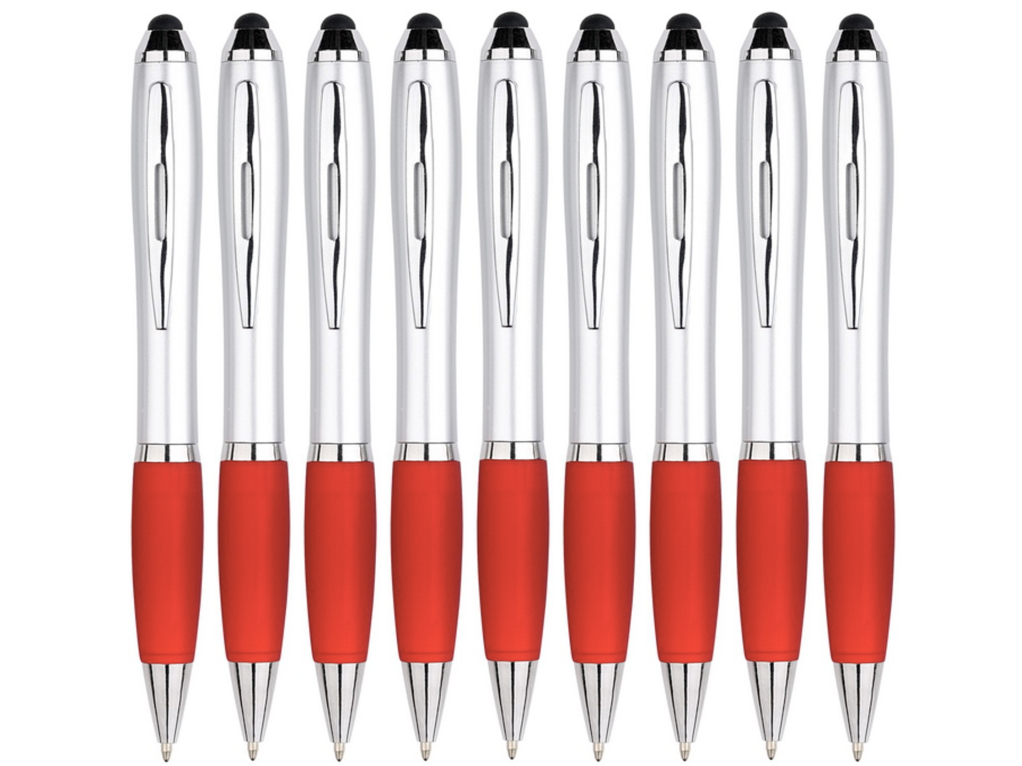 9 Stuks - Touch Pen - 2 in 1 Stylus Pen voor smartphone en tablet - Rood afbeelding