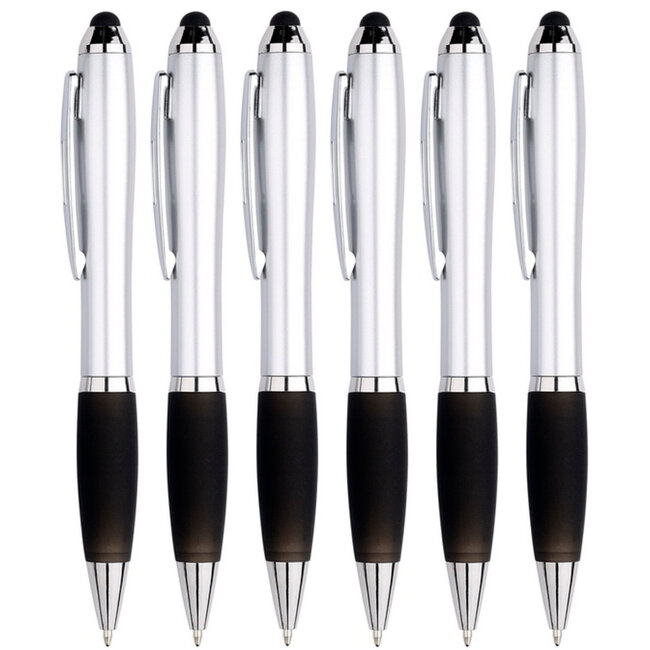 6 Stuks - Touch Pen - 2 in 1 Stylus Pen voor smartphone en tablet - Zwart