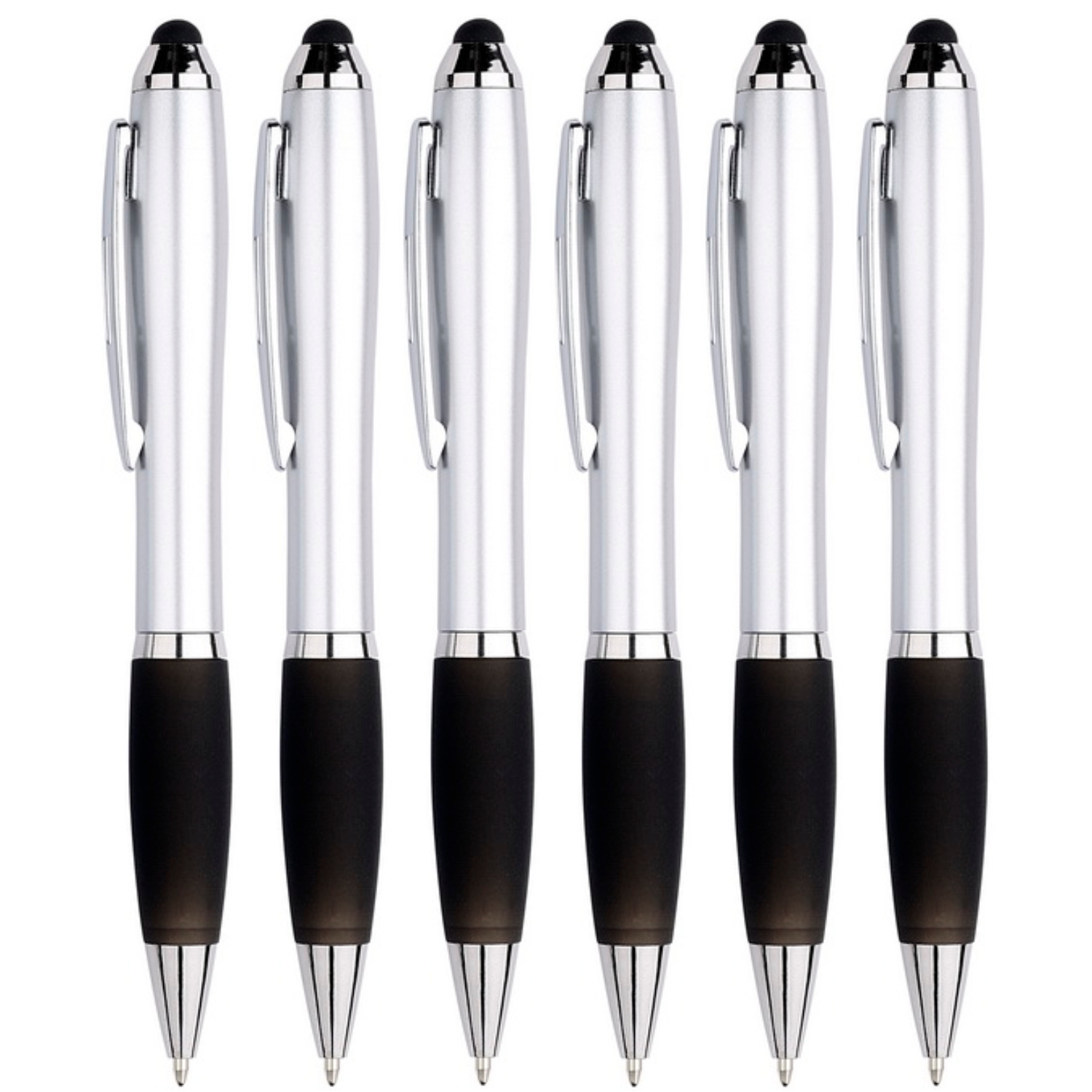6 Stuks - Touch Pen - 2 in 1 Stylus Pen voor smartphone en tablet - Zwart afbeelding