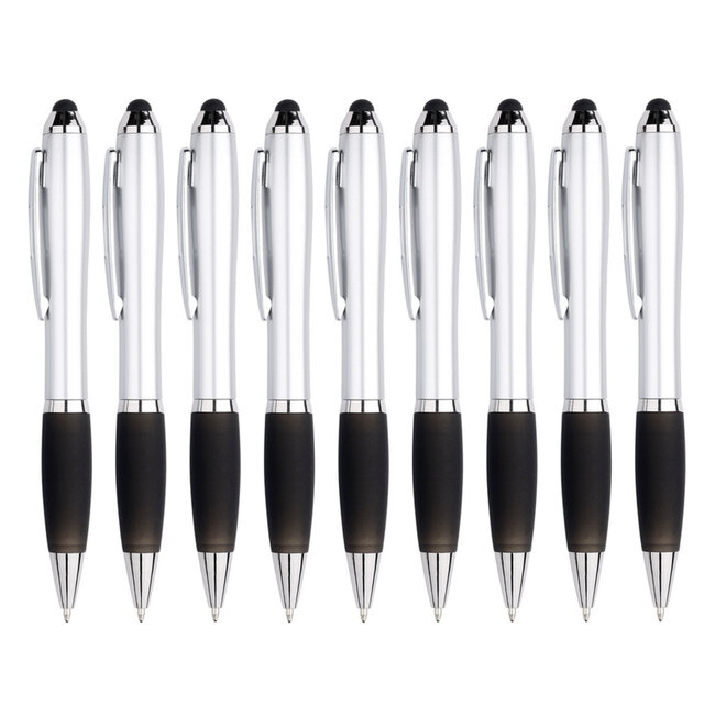 9 Stuks - Touch Pen - 2 in 1 Stylus Pen voor smartphone en tablet - Zwart