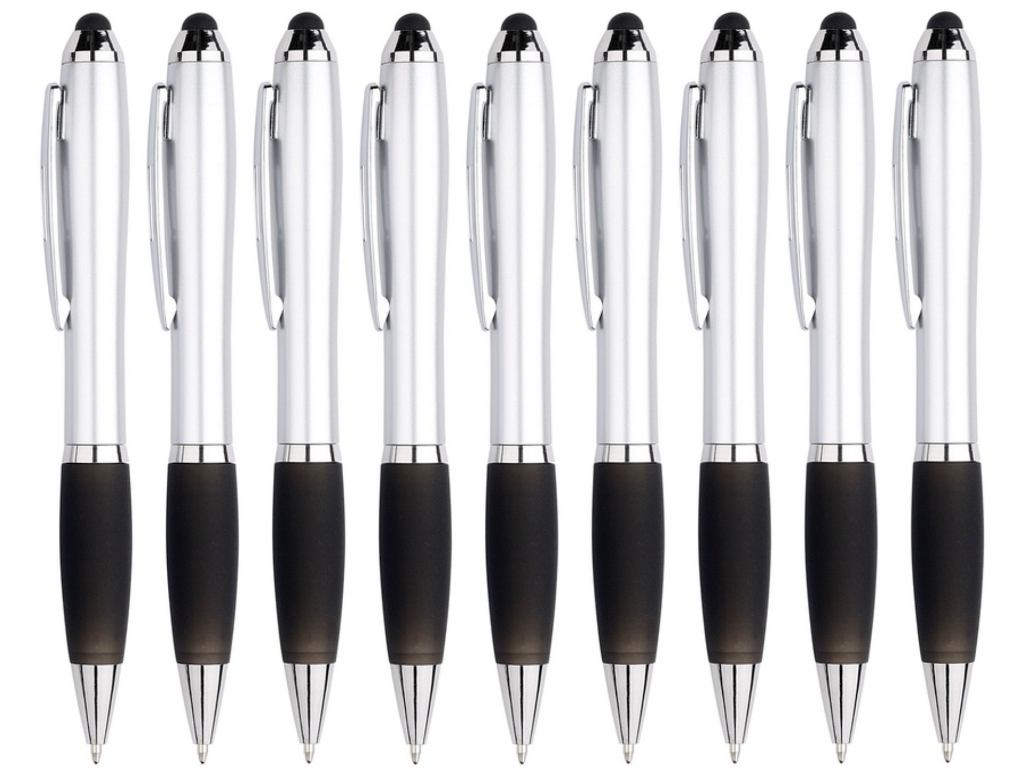 9 Stuks - Touch Pen - 2 in 1 Stylus Pen voor smartphone en tablet - Zwart afbeelding