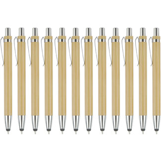 Case2go 12 Stuks - Touch Pen - 2 in 1 Stylus Pen voor smartphone en tablet - Bamboo