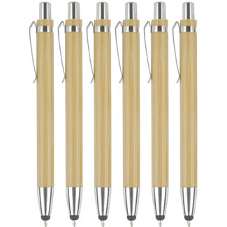 Case2go 6 Stuks - Touch Pen - 2 in 1 Stylus Pen voor smartphone en tablet - Bamboo