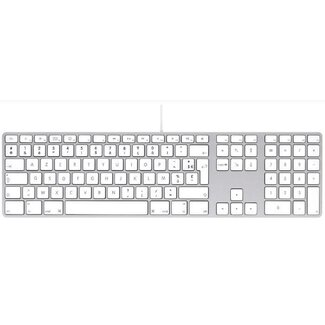 LMP LMP - Aluminium toetsenbord voor Apple iMac met dubbele USB aansluiting en numeriek keyboard - Bedraad - 110 keys - AZERTY (FR/BE) indeling (ISO) - Zilver/Wit