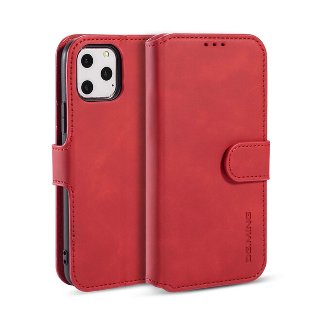 CaseMe - iPhone 11 Pro Max Hoesje - Met Magnetische Sluiting - Ming Serie - Leren Book Case - Rood