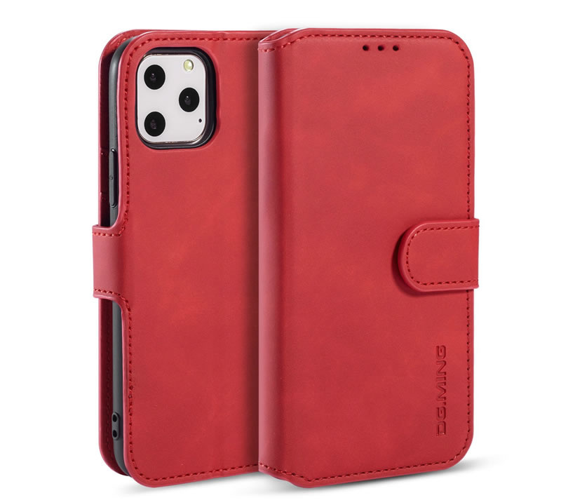 CaseMe - iPhone 11 Pro Hoesje - Met Magnetische Sluiting - Ming Serie - Leren Book Case - Rood afbeelding