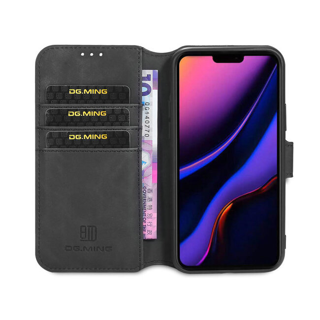 CaseMe - iPhone 11 Pro Hoesje - Met Magnetische Sluiting - Ming Serie - Leren Book Case - Zwart