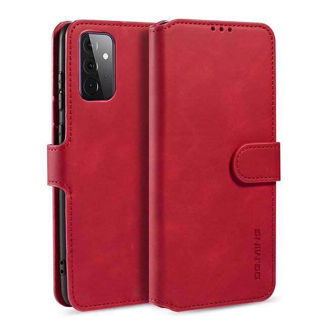 CaseMe - Samsung Galaxy A72 Hoesje - Met Magnetische Sluiting - Ming Serie - Leren Book Case - Rood