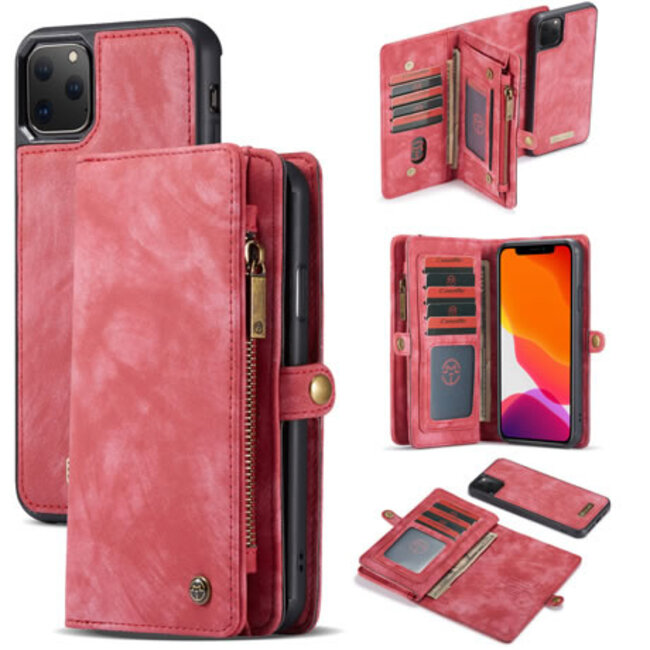 CaseMe - iPhone 11 Pro hoesje - 2 in 1 Wallet Book Case - Rood