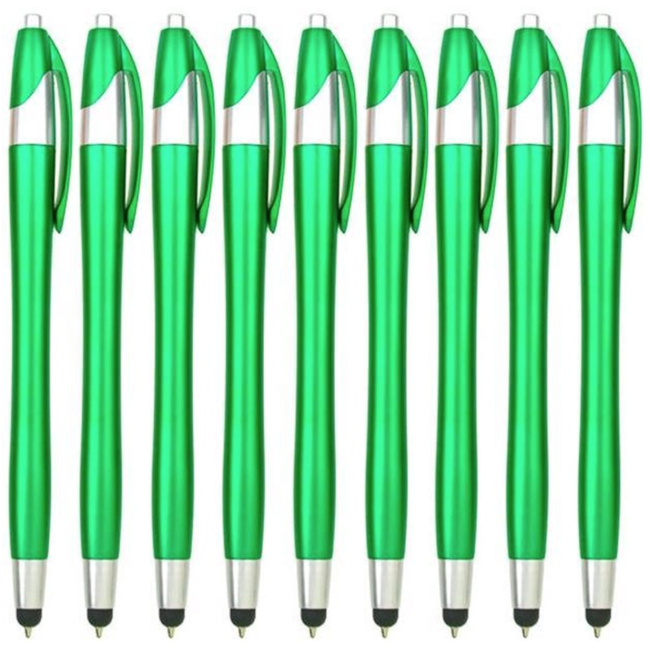 9 Stuks - Stylus pen voor tablet en smartphone - Met Penfunctie - Touch Pen - Voorzien van clip - Groen