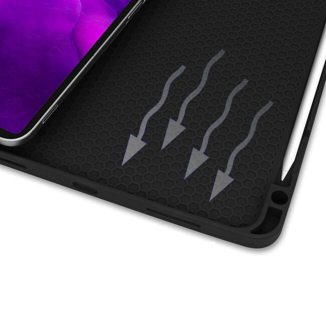 Case2go - Hoes voor de Apple iPad Pro 11 inch (2021) - Tri-Fold Book Case - met Apple Pencil Houder - Zwart