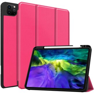 Case2go iPad Hoes voor Apple iPad Pro 2021 Hoes Cover - 11 inch - Tri-Fold Book Case - Apple Pencil Houder - Magenta