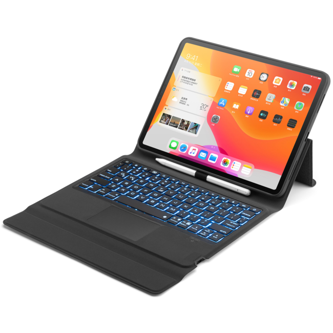 iPad Pro 2021 (11 Inch) Hoes - QWERTY Bluetooth Toetsenbord hoes - Toetsenbord verlichting - Touchpad - Zwart