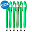 100 Stuks - Stylus Pen voor tablet en smartphone - Met Penfunctie - Touch Pen - Voorzien van clip - Groen