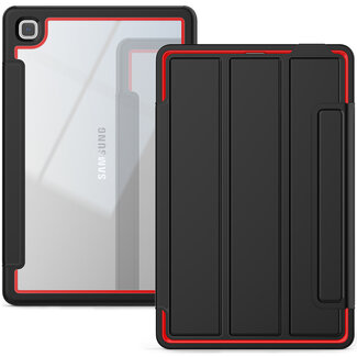 Case2go Samsung Galaxy Tab A7 (2020) Hoes - Tri-Fold Book Case met Transparante Back Cover en Pencil Houder - 10.4 Inch - Rood/Zwart
