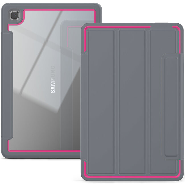 Case2go - Hoes voor Samsung Galaxy Tab A7 (2020) - Tri-Fold Book Case met Transparante Back en Pencil Houder - 10.4 Inch - Roze/Grijs