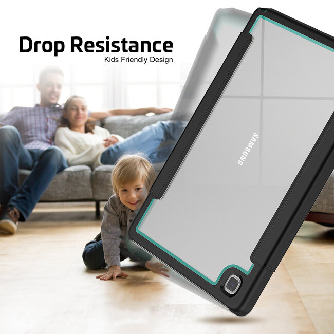 Case2go - Hoes voor Samsung Galaxy Tab A7 (2020) - Tri-Fold Book Case met Transparante Back en Pencil Houder - 10.4 Inch - Licht Blauw/Zwart