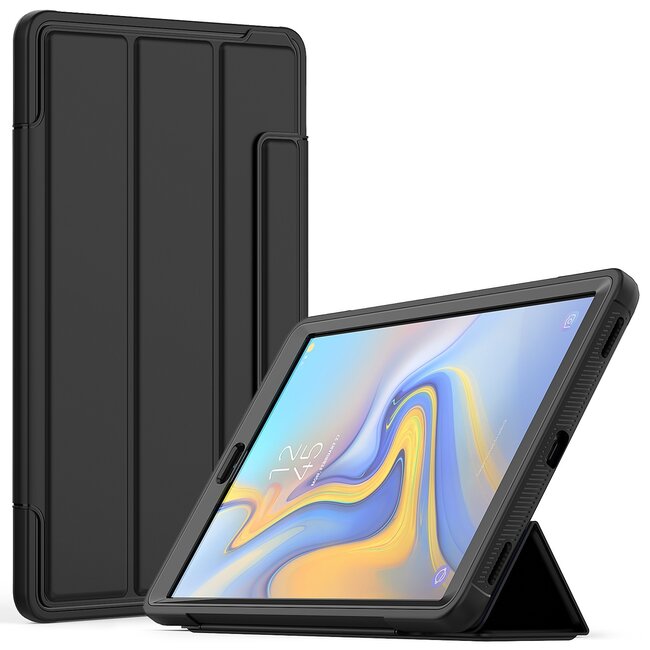 Case2go - Hoes voor Samsung Galaxy Tab A 10.1 2019 - Tri-Fold Book Case met Transparante Back en Pencil Houder - Zwart