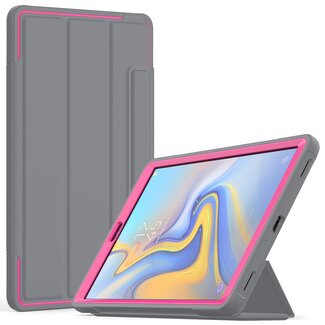 Case2go Samsung Galaxy Tab A 10.1 2019 Hoes - Tri-Fold Book Case met Transparante Back Cover en Pencil Houder - Roze/Grijs