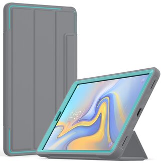 Case2go Samsung Galaxy Tab A 10.1 2019 Hoes - Tri-Fold Book Case met Transparante Back Cover en Pencil Houder - Licht Blauw/Grijs