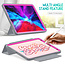 Case2go - Hoes voor Apple iPad Pro 12.9 (2018/2020) - Tri-Fold Book Case met Transparante Back en Pencil Houder - Roze/Grijs