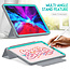 Case2go - Hoes voor Apple iPad Pro 12.9 (2018/2020) - Tri-Fold Book Case met Transparante Back en Pencil Houder - Licht Blauw/Grijs