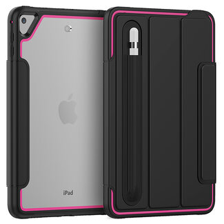 Case2go Apple iPad Mini 7.9 (2019) Hoes - Tri-Fold Book Case met Transparante Back Cover en Pencil Houder - Roze/Zwart