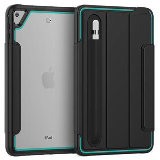 Case2go Apple iPad Mini 7.9 (2019) Hoes - Tri-Fold Book Case met Transparante Back Cover en Pencil Houder - Licht Blauw/Zwart