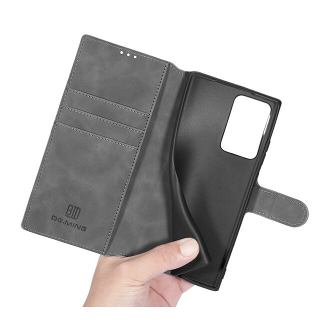 CaseMe - Samsung Galaxy Note 20 Ultra Hoesje - Met Magnetische Sluiting - Ming Serie - Leren Book Case - Grijs