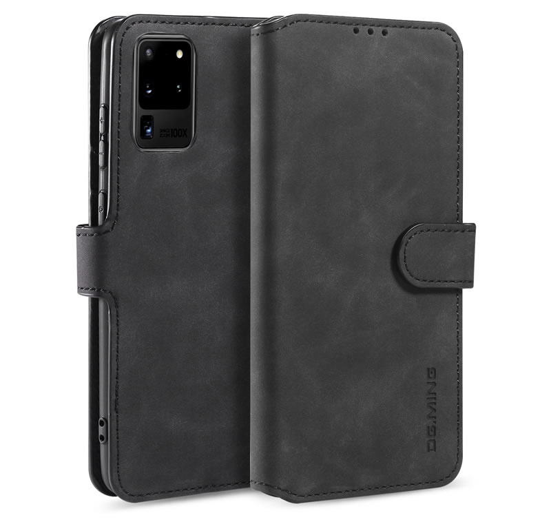 CaseMe - Samsung Galaxy S20 Hoesje - Met Magnetische Sluiting - Ming Serie - Leren Book Case - Zwart afbeelding
