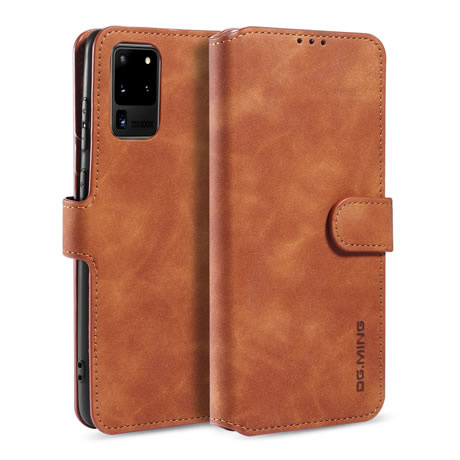 CaseMe - Samsung Galaxy S20 Hoesje - Met Magnetische Sluiting - Ming Serie - Leren Book Case - Licht Bruin afbeelding