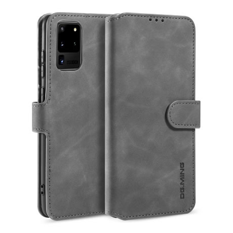 CaseMe - Samsung Galaxy S20 Hoesje - Met Magnetische Sluiting - Ming Serie - Leren Book Case - Grijs afbeelding