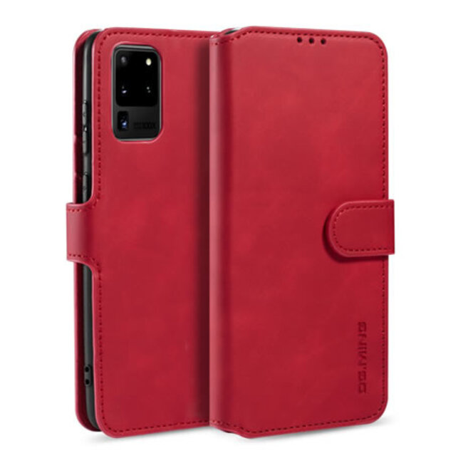CaseMe - Samsung Galaxy S20 Plus Hoesje - Met Magnetische Sluiting - Ming Serie - Leren Book Case - Rood