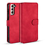 CaseMe - Samsung Galaxy S21 Hoesje - Met Magnetische Sluiting - Ming Serie - Leren Book Case - Rood