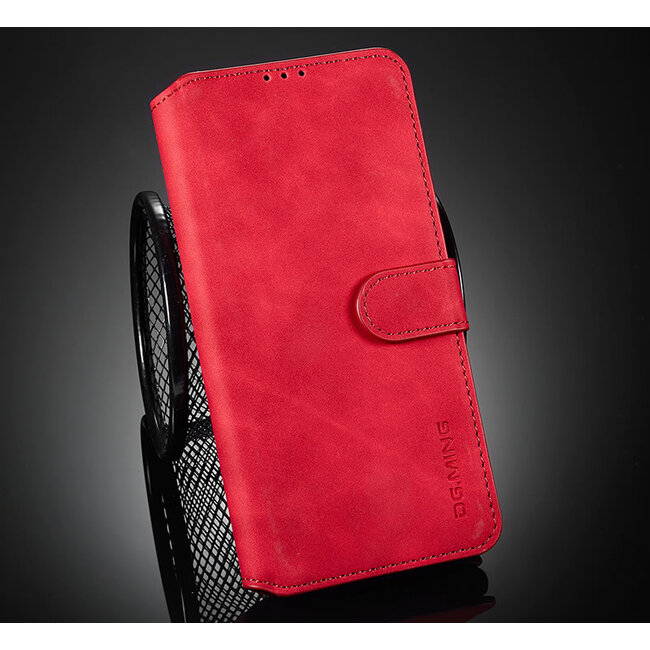 CaseMe - Samsung Galaxy S21 Plus Hoesje - Met Magnetische Sluiting - Ming Serie - Leren Book Case - Rood