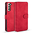 CaseMe - Samsung Galaxy S21 Plus Hoesje - Met Magnetische Sluiting - Ming Serie - Leren Book Case - Rood