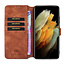 CaseMe - Samsung Galaxy S21 Ultra Hoesje - Met Magnetische Sluiting - Ming Serie - Leren Book Case - Licht Bruin