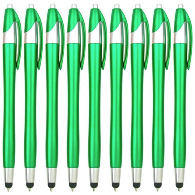 100 Stuks - Stylus Pen voor tablet en smartphone - Met Penfunctie - Touch Pen - Voorzien van clip - Groen
