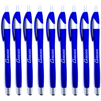 Case2go 100 Stuks - Stylus Pen voor tablet en smartphone - Met Penfunctie - Touch Pen - Voorzien van clip - Blauw