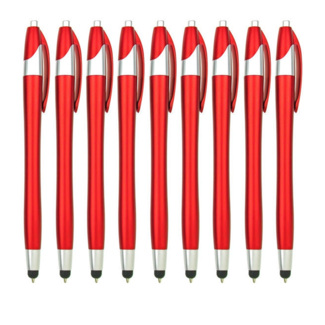 Case2go 100 Stuks - Stylus Pen voor tablet en smartphone - Met Penfunctie - Touch Pen - Voorzien van clip - Rood
