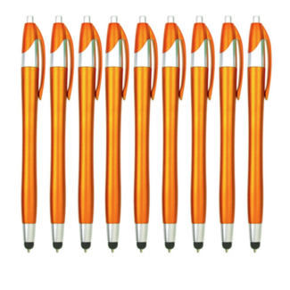 Case2go 100 Stuks - Stylus Pen voor tablet en smartphone - Met Penfunctie - Touch Pen - Voorzien van clip - Oranje