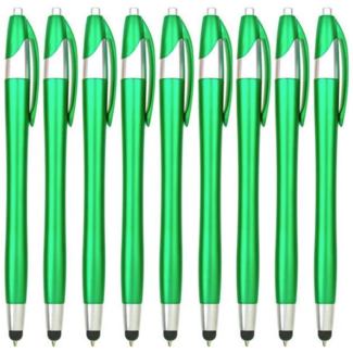 Case2go 50 Stuks - Stylus Pen voor tablet en smartphone - Met Penfunctie - Touch Pen - Voorzien van clip - Groen