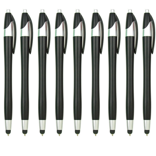 100 Stuks - Stylus Pen voor tablet en smartphone - Met Penfunctie - Touch Pen - Voorzien van clip - Zwart
