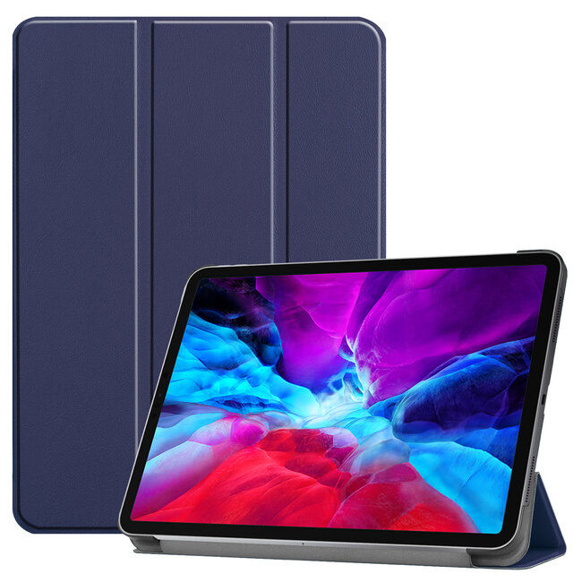 Case2go - Hoes voor de iPad Pro 12.9 (2021) - Tri-Fold Book Case - Donker Blauw