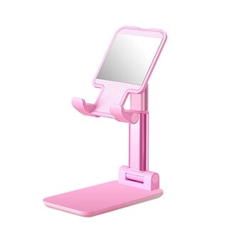 Case2go Telefoon en Tablet Houder - Ergonomisch design - Smartphone standaard voor Bureau of Tafel - Opvouwbaar en Verstelbaar - Roze